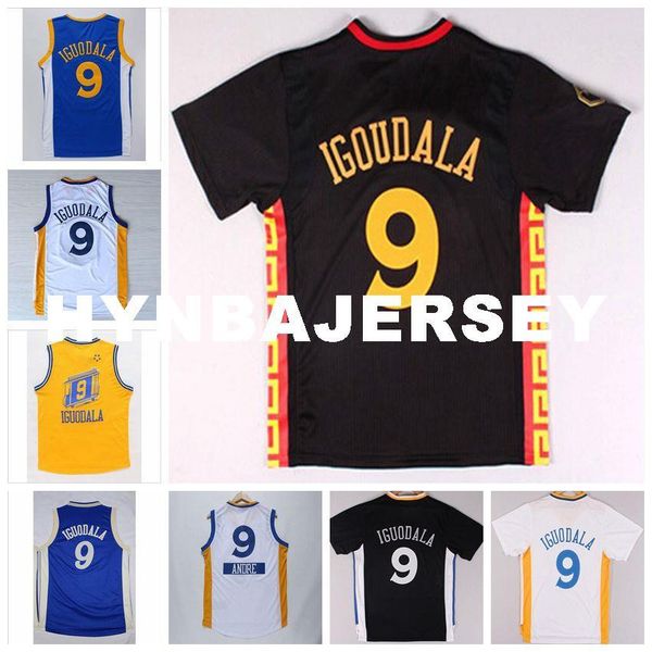 

#9 ai jersey new material blue white black yellow basketball jersey embroidery logos ncaa college, Black;blue