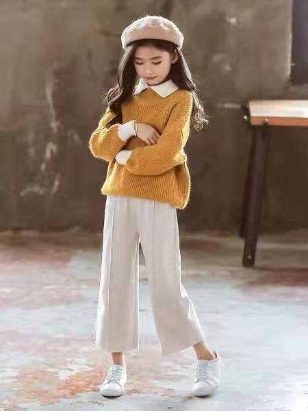 

девушки осенний комплект 2019 детская одежда с длинными рукавами наряды свитер и брюки подросток дети девушки одежда из двух частей костюм, White
