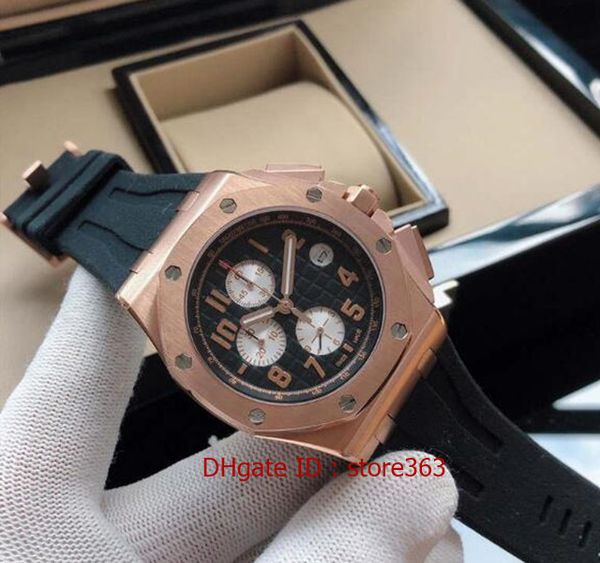 

7 style mens designer watch chronograph satch quartz movement 44mm 316l stainless steel case rubber band sapphire wristwatches with box, Slivery;brown