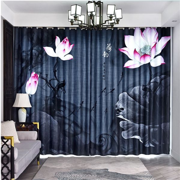 

custom curtains retro new chinese style neo-classical living room bedroom floor shading floating curtains blackout curtain