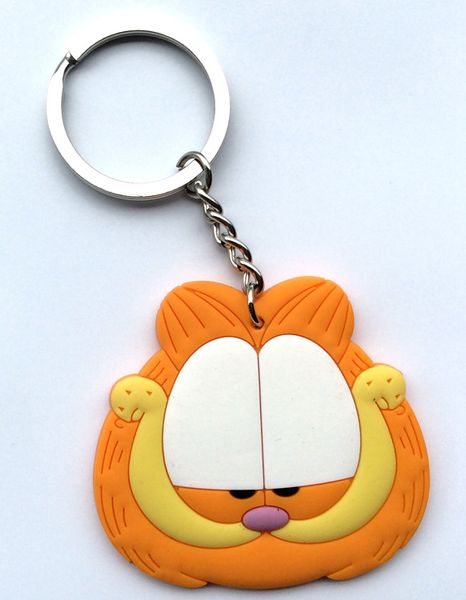 

20pcs/lot garfield cat pvc plastic calenda keychains cat black keychain men key charms for bags gift for dad charm leather, Silver