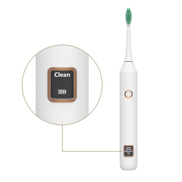 

azdent lcd screen display electric toothbrush usb rechargeable sonic wave black white teeth whitening brush 3 modes waterproof