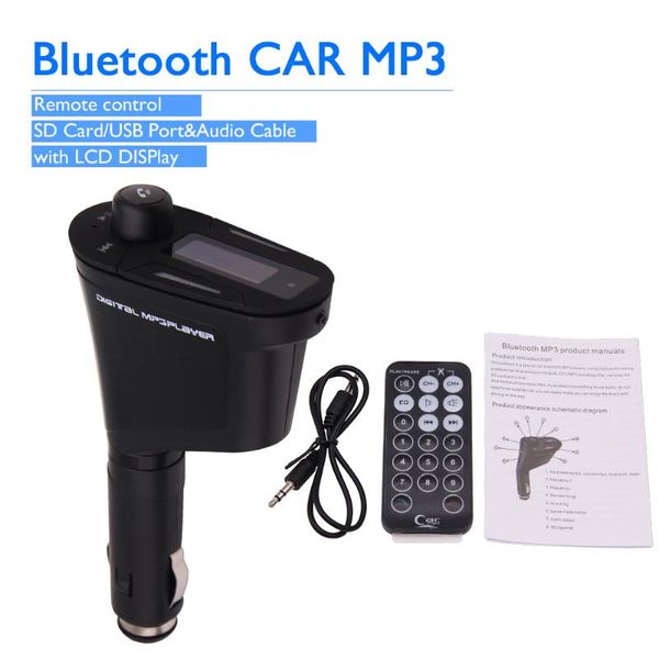 

car kit handscar mp3 player usb modulator auto wireless fm transmitter lcd mic sd usb charger