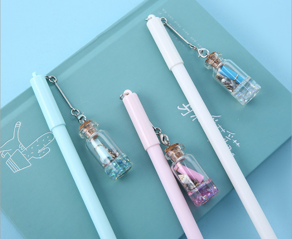 

72pcs/lot gel pen wholesale creative floating bottle pendant neutral pen student stationery writing supplies gp754