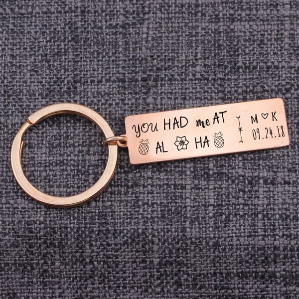 

jewelry long distance love key holder aloha boyfriend girlfriend keychain bag charm pendants key rings charms gift couple gifts, Silver