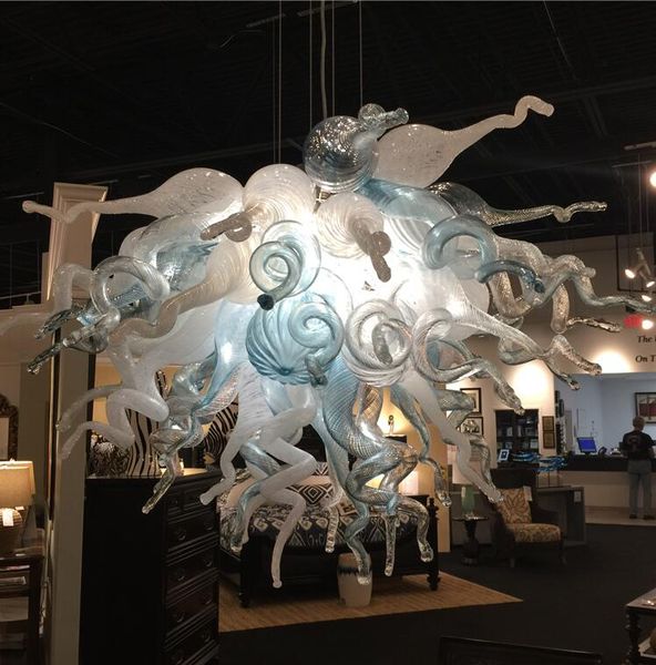 

modern hand made blown chandelier lamps led bulbs white and blue murano glass pendant lighting lamp