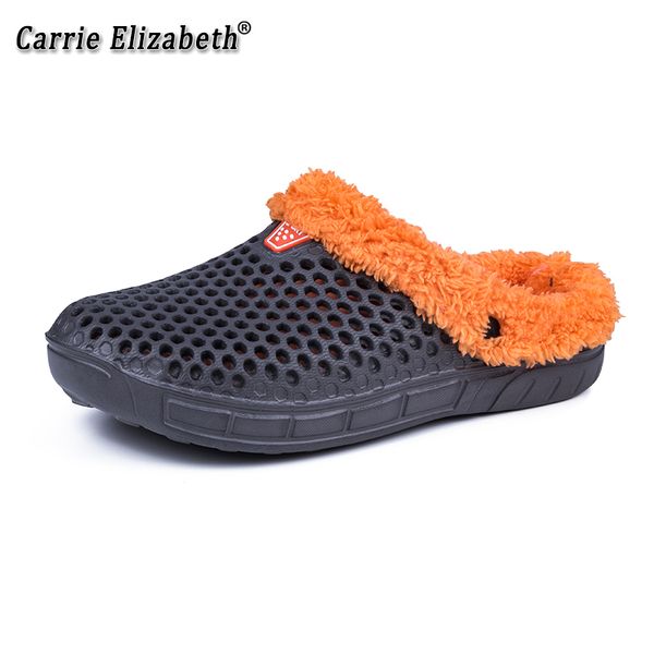 

men slippers winter slippers waterproof warm home fur women slipper male couple platform shoes non slip indoor shoes, Black