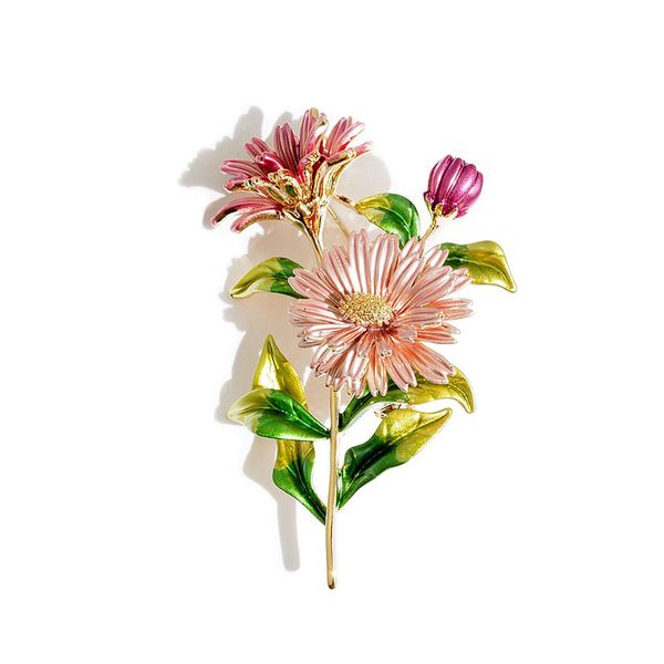 

kingdeng brooches for women flower pink trendy jewelry enamel pin accessories laple pins plant cute kids personalized party, Gray