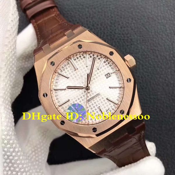 

5 color v5 version jf maker men's oak silver dial 15400or.oo.d088cr.01 rose gold 15400 leather strap swiss cal.3120 automatic watch wat, Slivery;brown