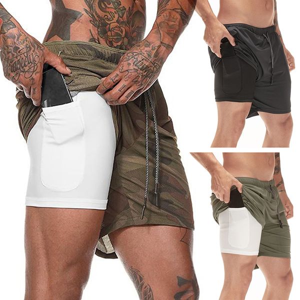 

quick dry men sports running shorts active training exercise jogging shorts with longer liner 9 colors breathable material d30, Black;blue