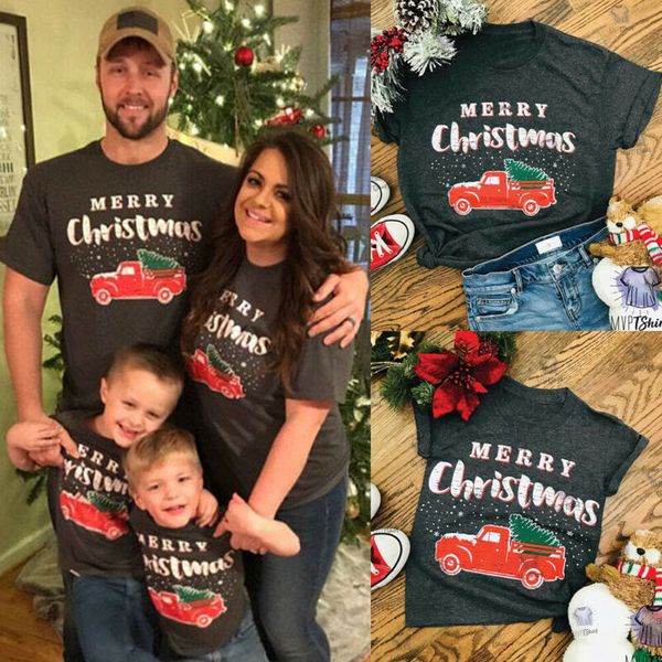 

santa xmas family matching clothes women men baby kids t shirt loose clothes tees meery christmas cotton short sleeve clothing, Blue