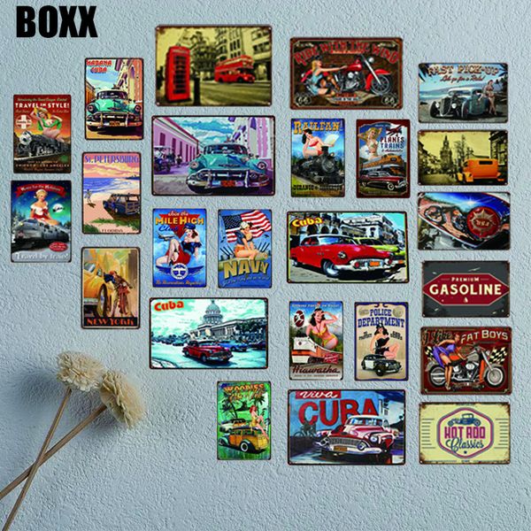 

route motorcycle vintage plaque painting metal wall garage bar home art craft decor cuadros 30x20cm wall art picture