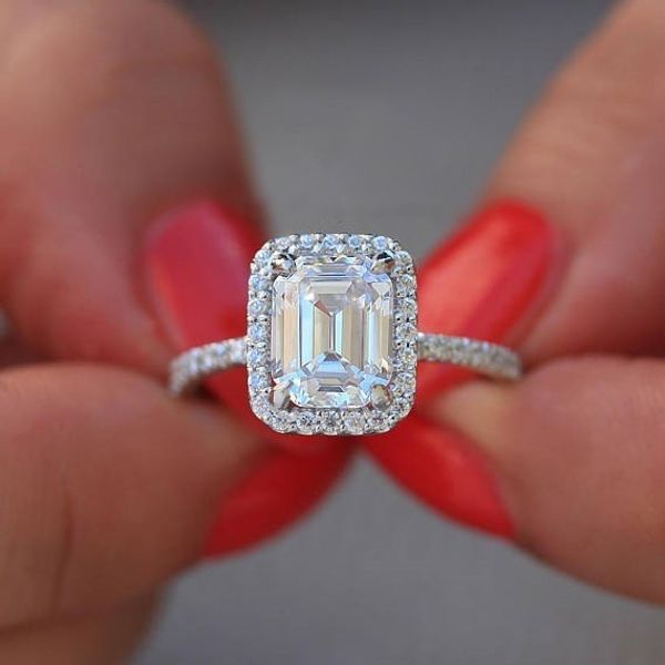 

fashion engagement of new rectangular princess ring sepcial unique r5043, Silver
