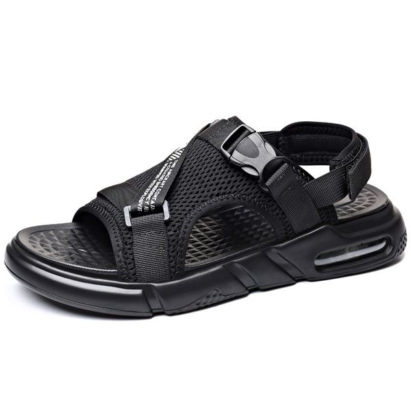 

fashion man beach mesh sandals 2020 summer outdoor shoes men anti-skidding breathable casual shoes krasovki tenis slippers k900g, Black