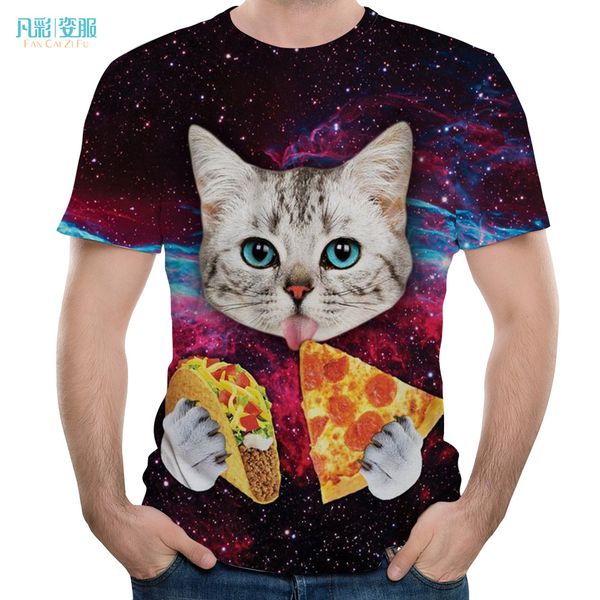 

мужские дизайнерские футболки кошка голова 3d печать круглый вырез с коротким рукавом t-рубашка летом прохладно мужская куртка футболка, White;black