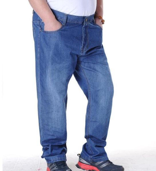 

jeans men plus size 44 45 46 47 48 designer cotton stretchy denim large big size pants trousers jean for men, Blue