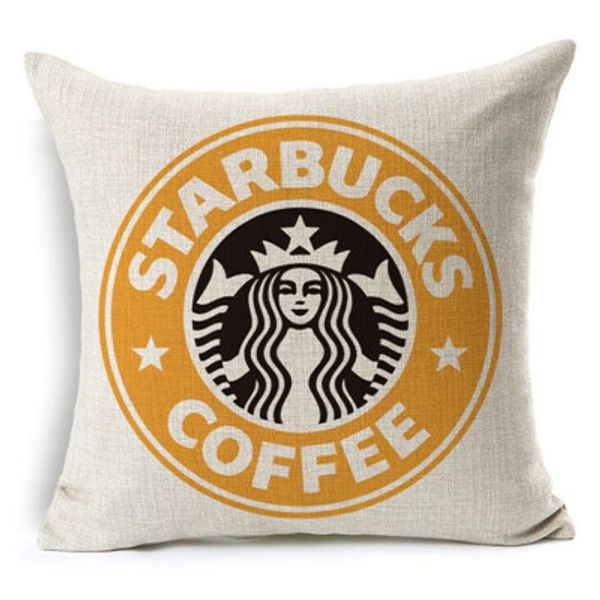 

starbucks pillow case linen cotton cushion cover square throw pillowcase cover home sofa pillowslip bedding set