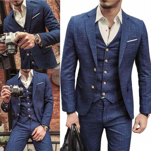 

2020 fashion mens suits custom made wedding tuxedos pinstripe two-button peaked lapel groom wear casual business suit 3 pieces set, Black;gray