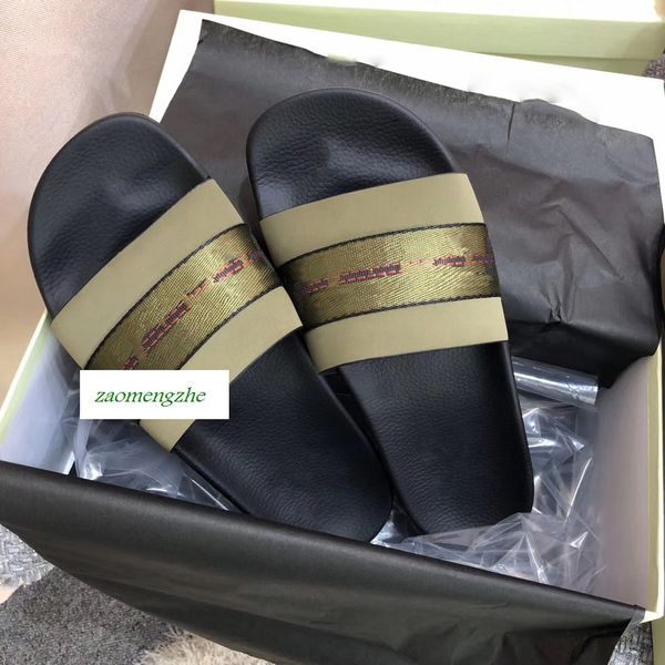 

hot summer fashion off повседневная обувь крытый тапочки пляж белая печать возлюбленных обувь с коробкой, Black