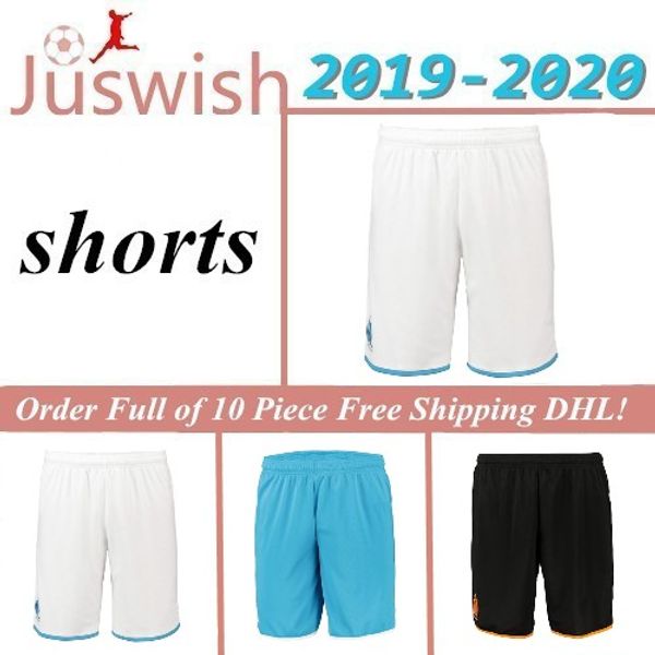 

19 20 olympique de marseille soccer jersey shorts 2019 2020 maillot de foot payet thauvin 120 years football shorts, Black;red