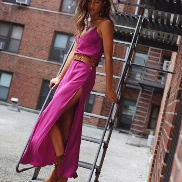 

2019 women summer designer maxi dresses silk similar fabric ladies casual split dresses dhl, Black;gray