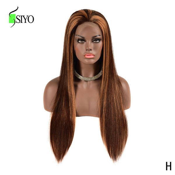 

siyo ombre lace front wig 13x4 long human hair wigs remy brazilian straight hair wig 180 density p4/30 pre plucked, Black;brown