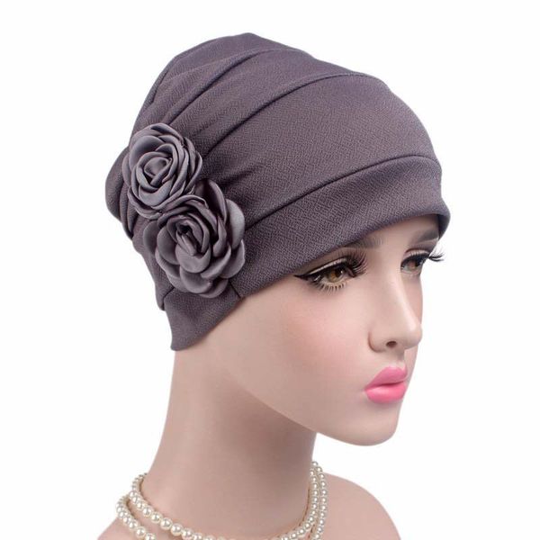 

unique cotton design flower hair loss head scarf wrap women's hat muslim stretch turban hat bonnet femme balaclava bonnet femme, Blue;gray
