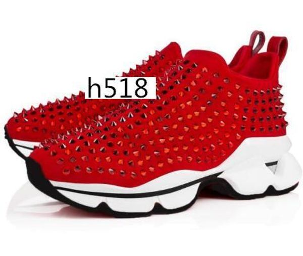 

men designer running red shoes krystal spike sock trainers bottom sneakers neoprene rivet sneaker for 4, Black