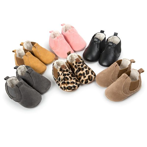 

baby boys girls pu leather first walkers cotton boots soft sole moccasins autumn winter fleece lined boots