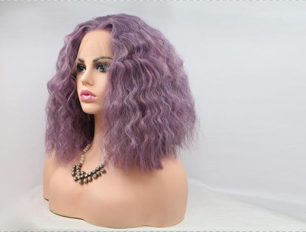 

natural black long kinky curly hair synthetic lace front wigs baby hair high temperature fiber soft lace wigs for black women, Black;brown