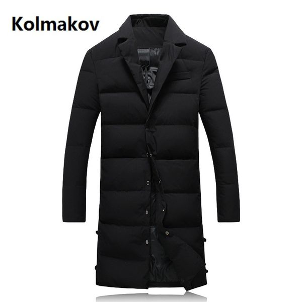 

2018 new winter long style men's fashion thicken jackets white duck down down jacket men's coats trench coat men parkas, Black
