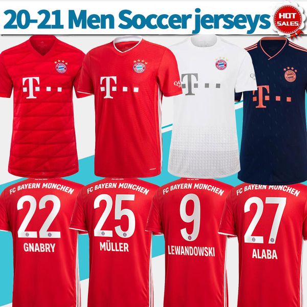 

20-21 bayern munich #22 gnabry soccer jerseys 2020 lewandowski muller soccer shirts bayern home red men customized football uniforms on sale, Black;yellow