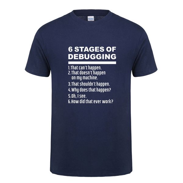 

omnitee 6 stages of debugging t shirts men shirt cotton short sleeve mans bug coding computer programmer t-shirt oz-118, White;black