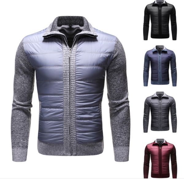 

designer mens clothes mens casual fashion jackets fashion woollen yarn slim fit mens clothing pure colored cotton plus down jacket, Black;brown
