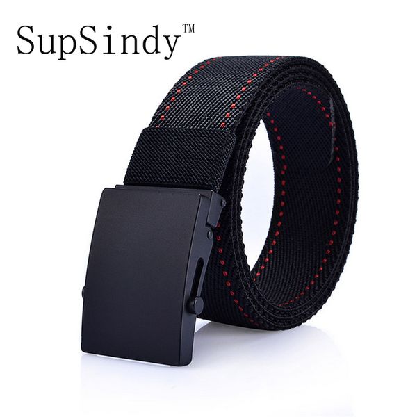

supsindy men's canvas belt alloy automatic buckle nylon belt army tactical belts for men male strap black, Black;brown