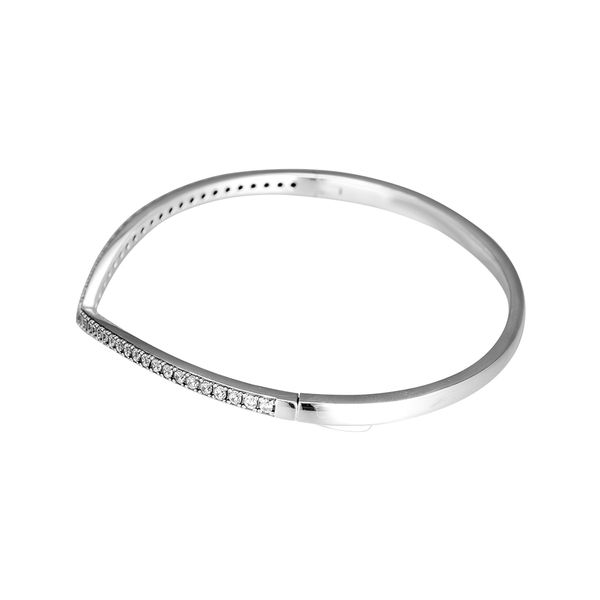 

shimmering wish bangles with clear cz 100% 925 sterling silver fine jewelry for women wholesales ing, Golden;silver
