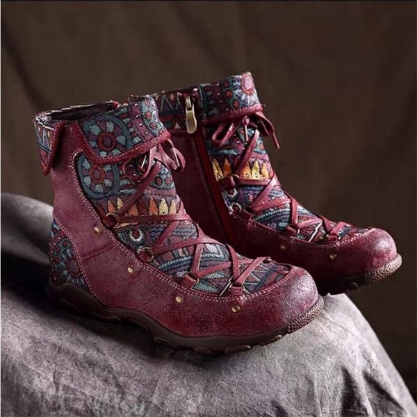 

autumn and winter outdoor jacquard ankle comfortable flat large size women's non-slip shoes warm shoes fashion women's, Black