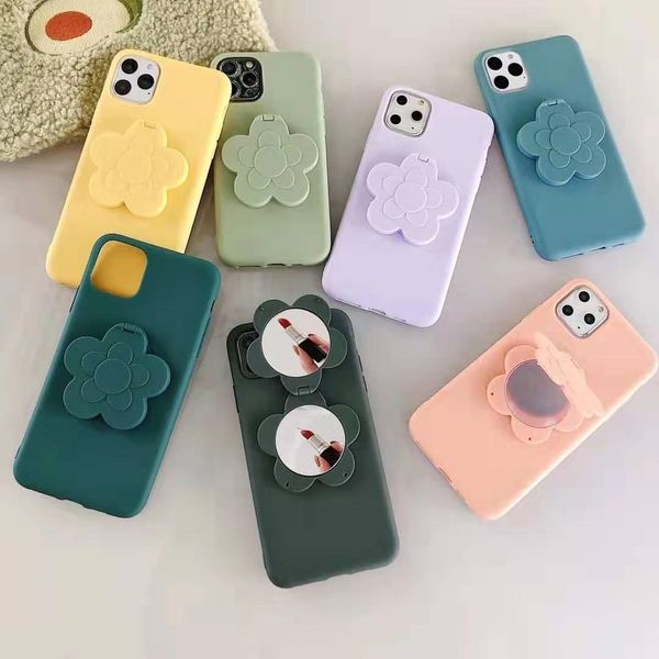 

100pcs phone case camellia makeup mirror all-inclusive drop-proof for iphone 6s 7 8 xr xs 11 pro max plus protective cover