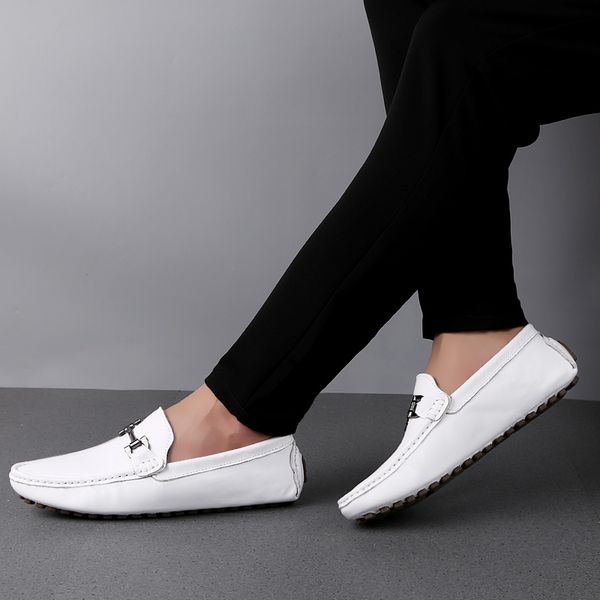 

человек обувь кожа подлинная лето мужские мокасины обувь моды кожа loafer мужчины luxury большой размер 38-47 мужской повседневная обувь cs5, Black