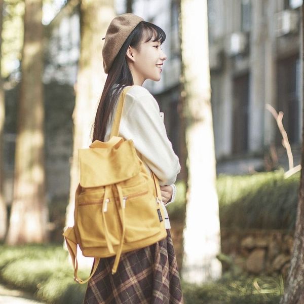 

новый стиль сплошной цвет досуг холст женский рюкзак женская сумка с колледж стиль путешествия рюкзак