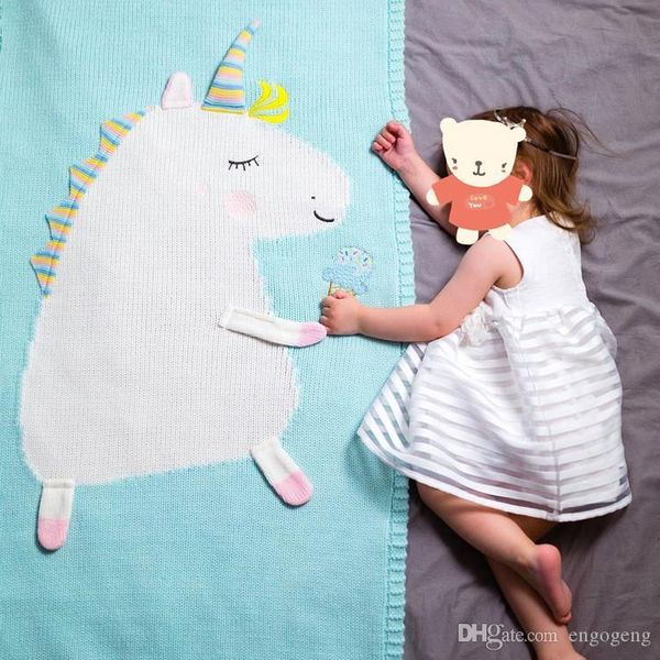 

ins unicorn blanket pgraph three-dimensional ear children's knitted blanket beach mat baby blanket