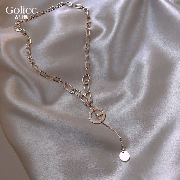 

korean internet celebrity celebrity inspired ins tide net red necklace female clavicle chain sweater chain hip hop necklace cold wind pendan, Silver