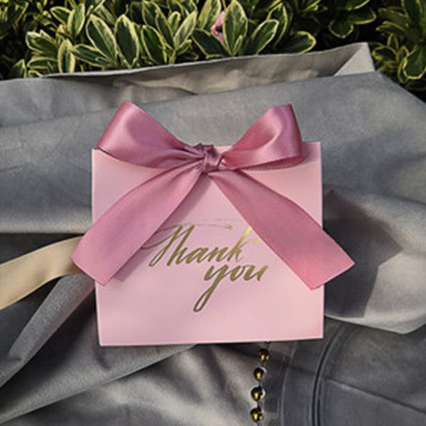 

25pcs thank you gift boxes printed pink candy bag box for favor gift decoration/event party supplies/wedding favours