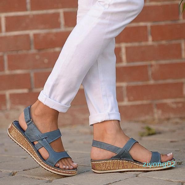 

pu leather shoes for women sandals casual summer shoes flop platform sandals 2020 ladies fashion roma solid peep toe z02, Black