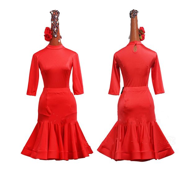 

stage wear latin dance dress female competition performance costume high-end custom night club red skirt women, Black;red