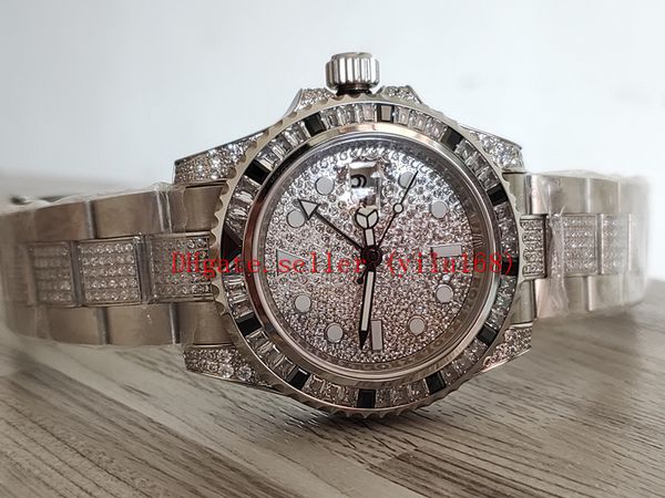 

limited edition selling luxury men watch 40mm gmt white diamond bezel 116759 116769 116769tbr automatic movemen mechanical wristwatch, Slivery;brown