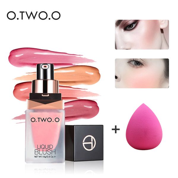 

o.two.o makeup blush liquid blusher nude sleek silky blush long last 4 color natural cheek face contour with makeup puff