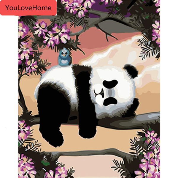 

picture by numbers panda kits drawing canvas handpainted painting diy art home decoration gift canvas painting art animals art picture