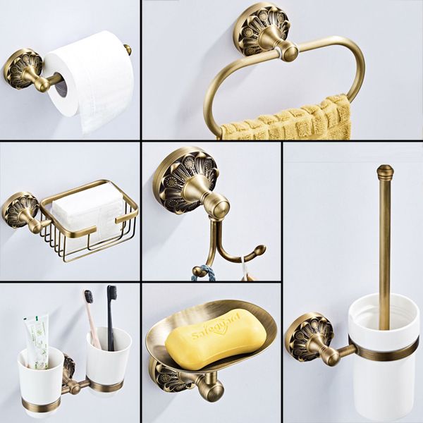 

antique bathroom accessories set bronze toilet paper roll holder bathroom shower soap dish robe hook wc brush holder towel ring