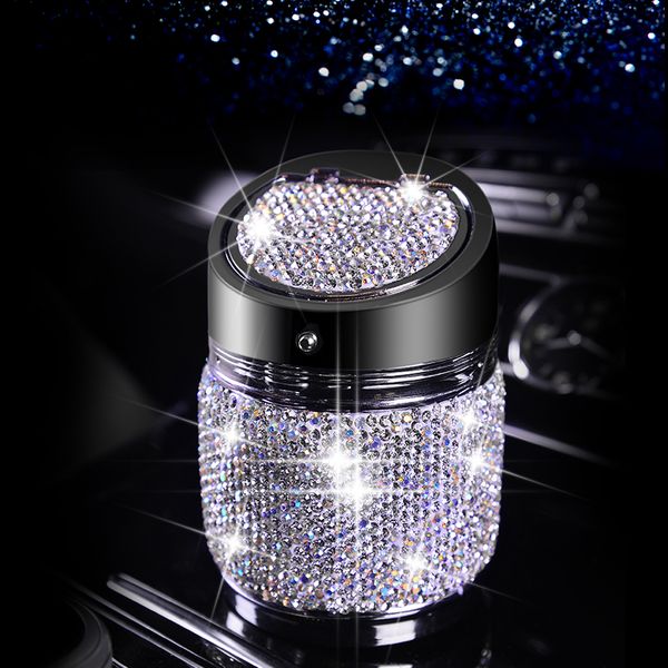 

crystal rhinestones car ashtray portable cup holder metal with diamond auto ashtrays high class gifts for women girls